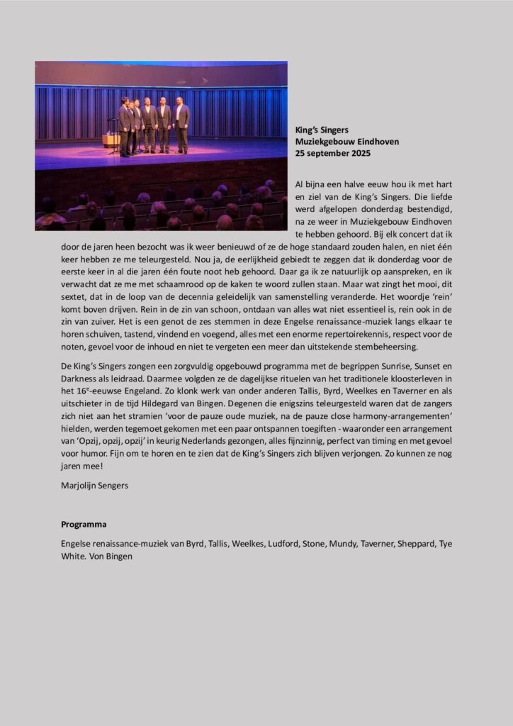 thumbnail of King’s Singers Muziekgebouw Eindhoven 25-09-2025